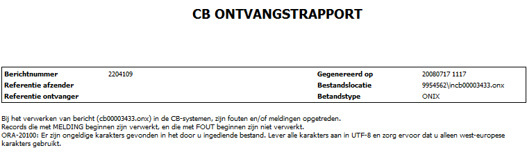 PAC Communicatie ONIX terugkoppeling CB 1