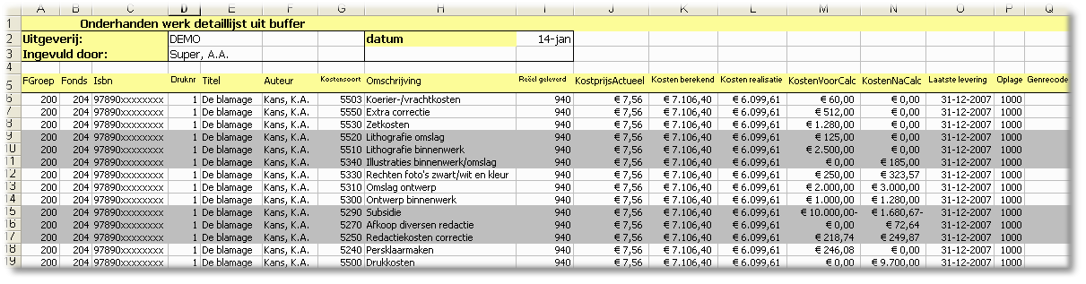 PAC Rapportages Onderhandenwerk detaillijst