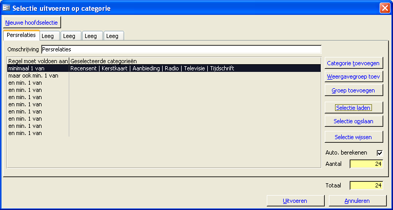 PAC Relatieselectie op categorie
