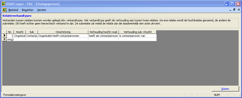 PAC Stam Relatieverbandtypes